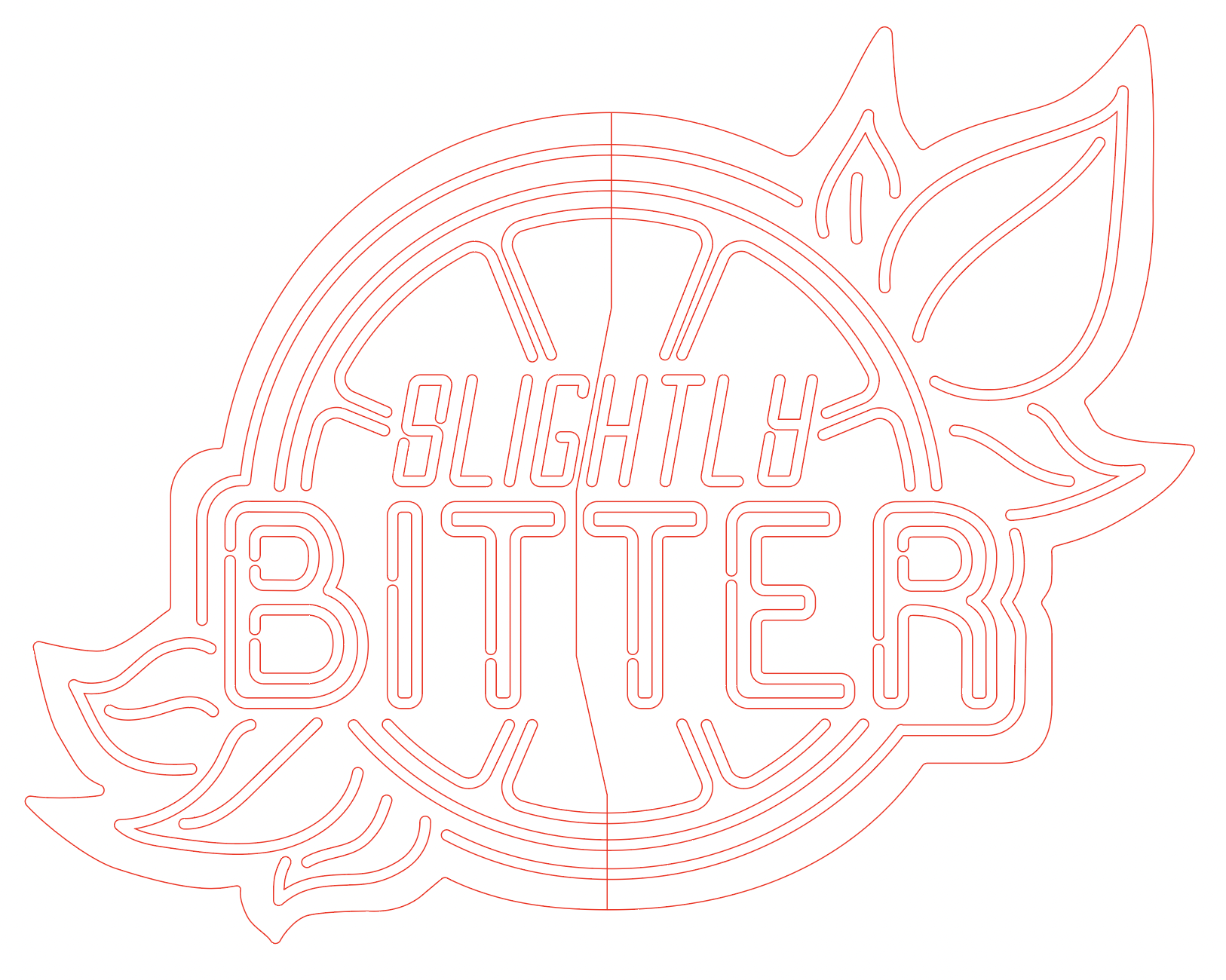 Diagram indicating cut lines used by laser cutter to cut through sign plywood. Additional line put through the middle of the sign in order to make it fit within the bounds of laser cutter size.